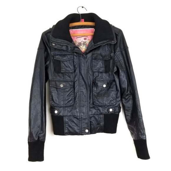 Bernardo Jackets & Blazers - Bernardo PU Leather Black Moto Utility Jacket